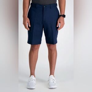 NWT Haggar Cool 18 Pro Navy Flat Front Expandable Waistband Shorts - size 36